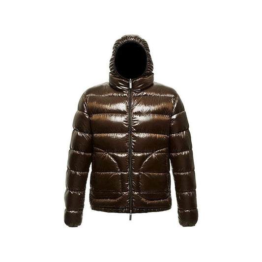 Centogrammi Reversible Hooded Down Jacket in Brown and Black brown-nylon-jacket