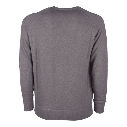 Elegant Gray Cashmere Crew Neck Sweater