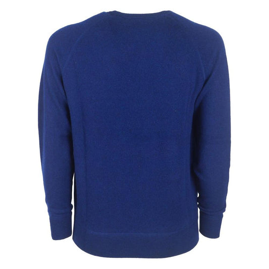 Navy Blue Cashmere Crew Neck Sweater - Slim Fit