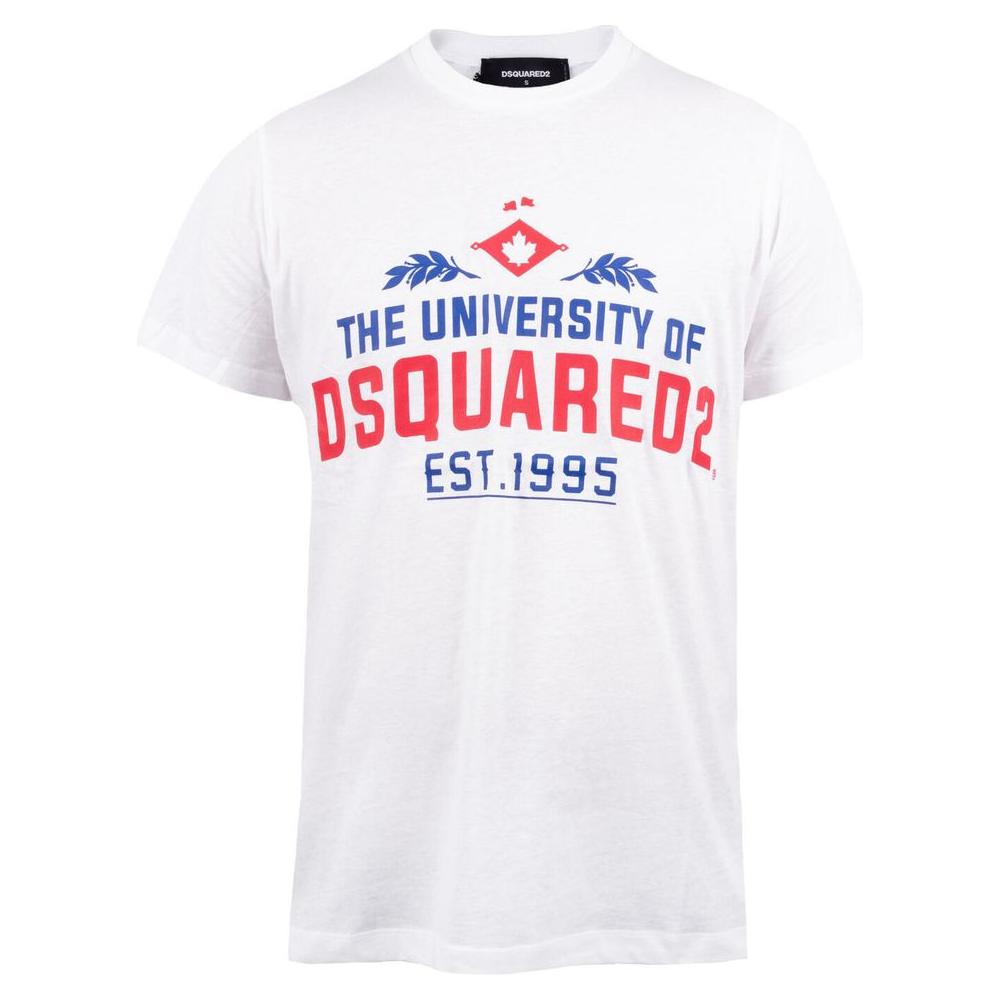 Dsquared² Graphic Print Crew Neck Cotton T-Shirt white-t-shirt-14