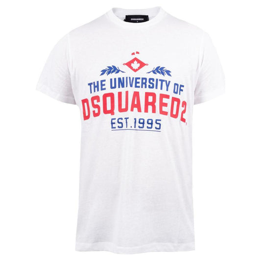 Dsquared² Graphic Print Crew Neck Cotton T-Shirt white-t-shirt-14