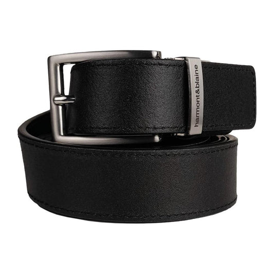 Harmont & Blaine Reversible Black Calfskin Leather Belt black-leather-di-calfskin-belt-1