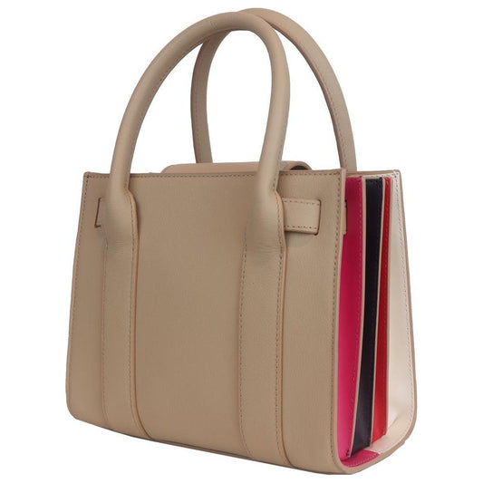 Elegant Beige Leather Shoulder Bag with Accordion Design