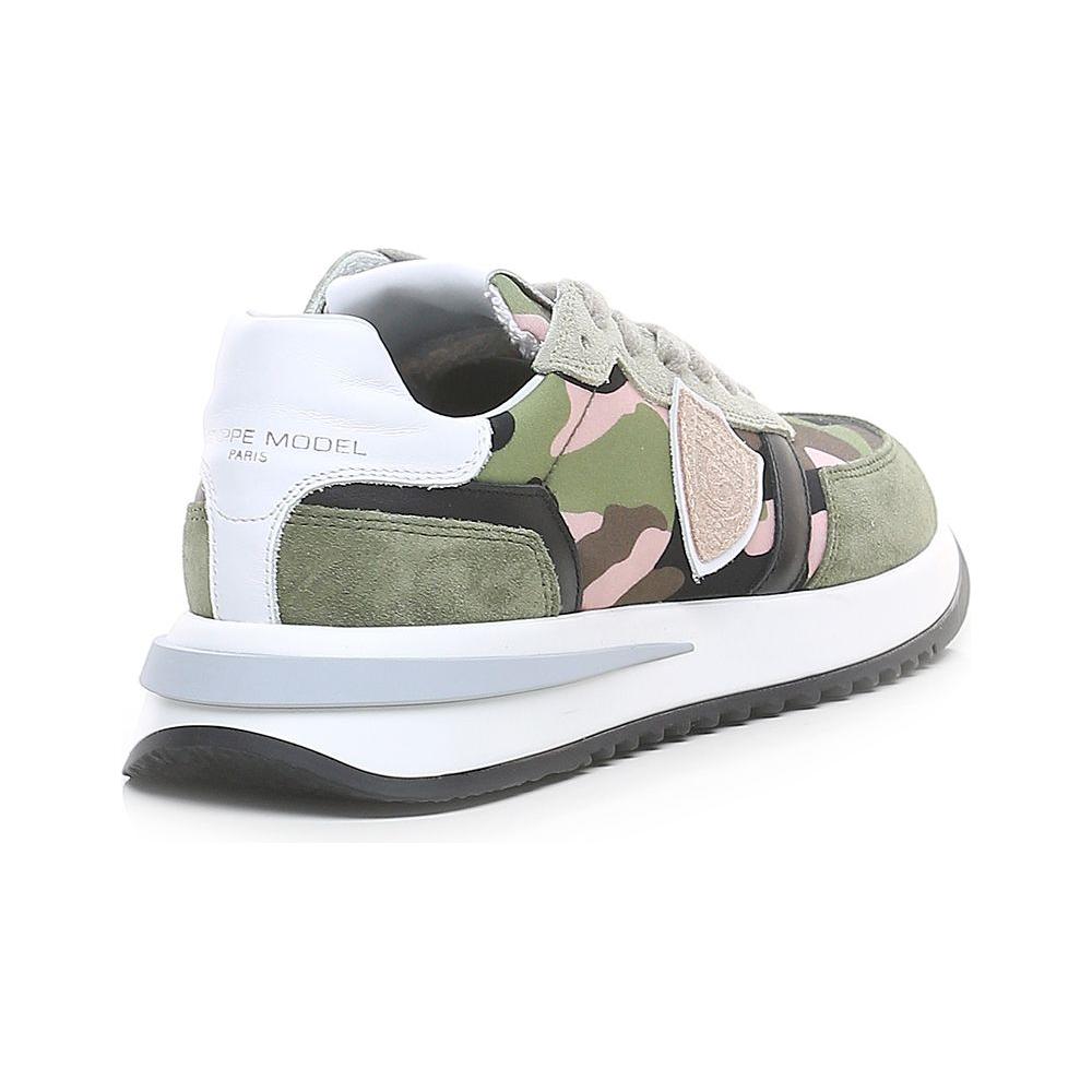 Philippe Model Chic Army Suede-Trimmed Fabric Sneakers army-fabric-sneaker