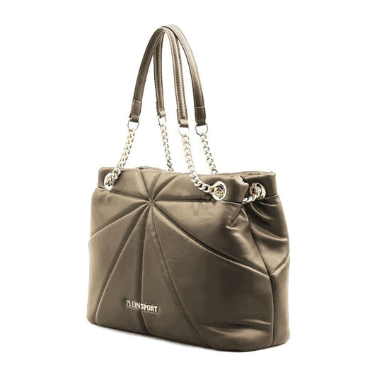 Plein Sport Elegant Faux Leather Gold-Chain Tote beige-polyethylene-handbag-5