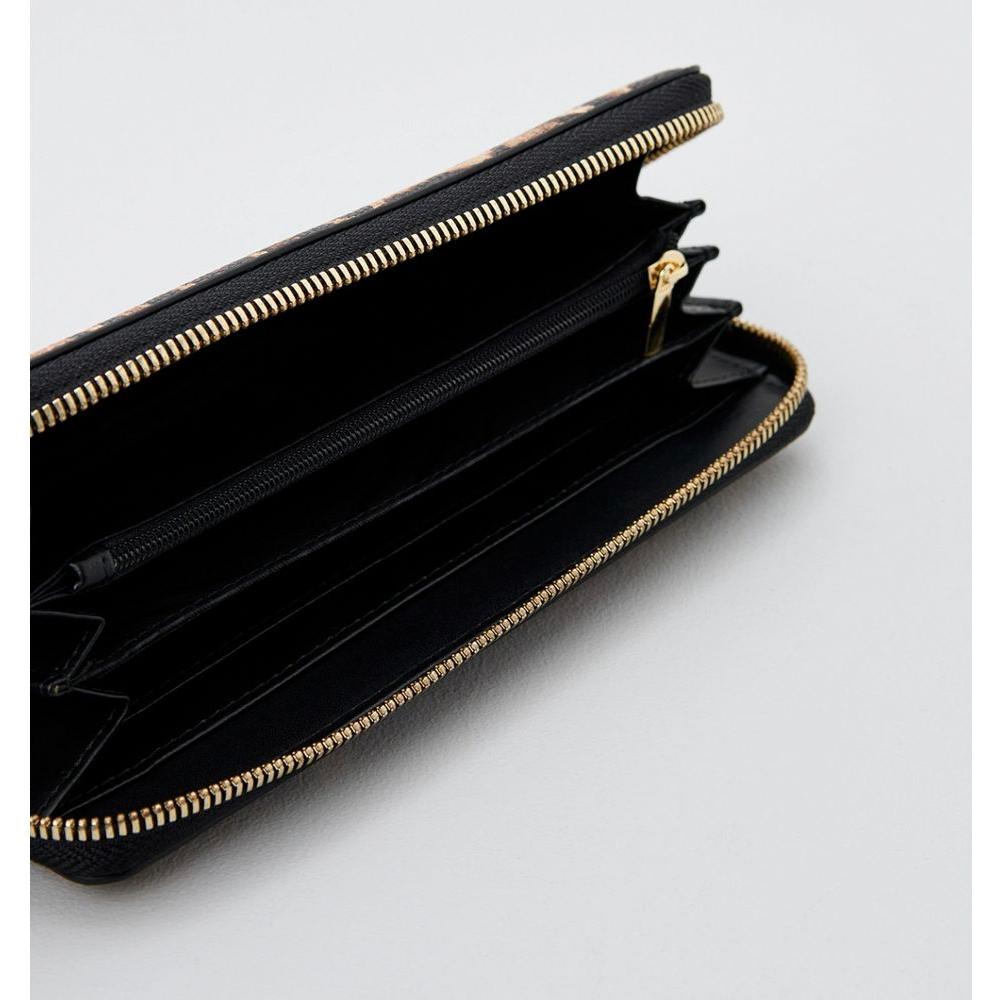 Plein Sport Sleek Designer Zipper Wallet with Gold Accents brown-polyethylene-wallet