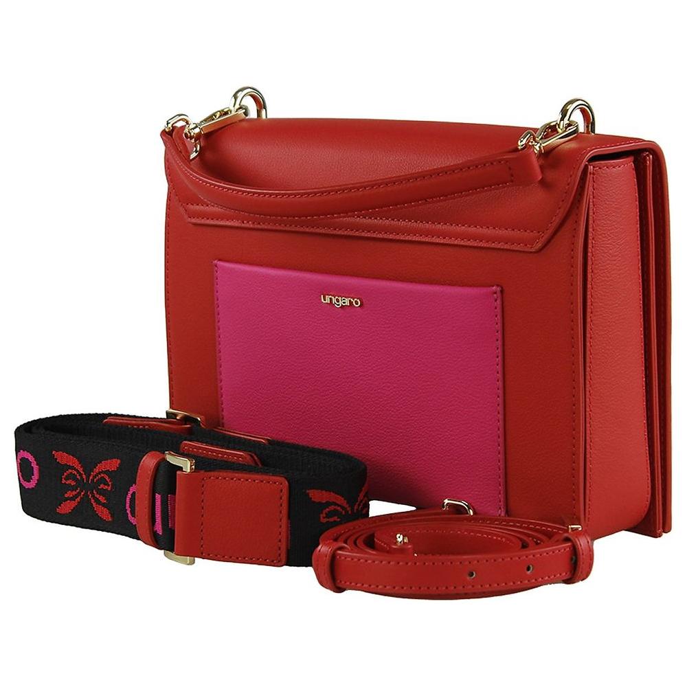 Ungaro Chic Calfskin Shoulder Bag with Metal Logo red-leather-di-calfskin-crossbody-bag-4