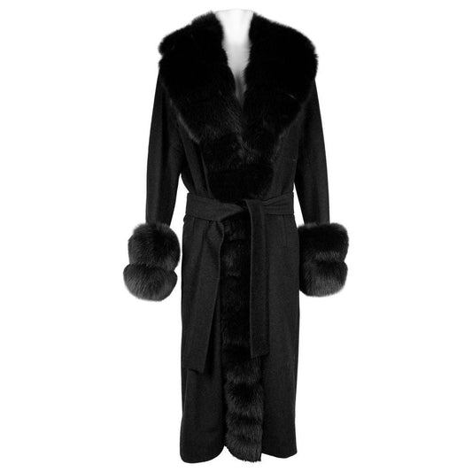 Made in ItalyElegant Virgin Wool Coat with Luxe Fox Fur TrimMcRichard Designer Brands£1799.00