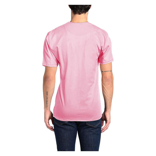 Chic Pink Cotton Tee with Front Print