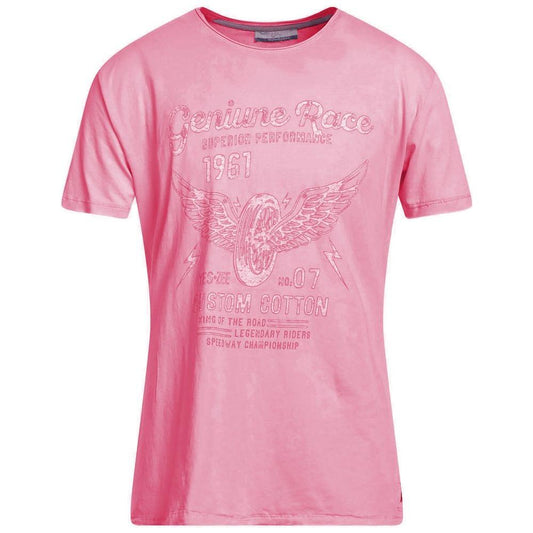 Yes Zee Chic Pink Cotton Tee with Front Print chic-pink-cotton-tee-with-front-print