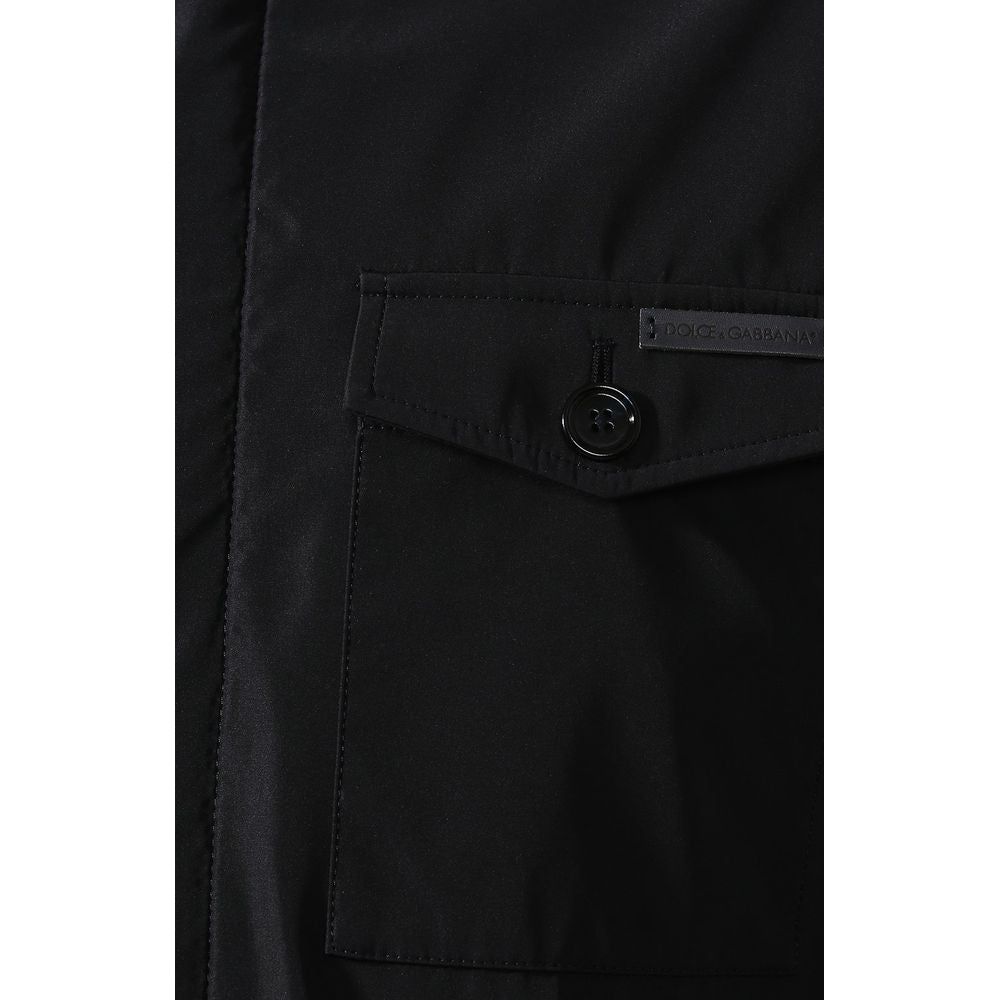 Dolce & Gabbana Elegant Dark Blue Technical Fabric Coat elegant-dark-blue-technical-fabric-coat