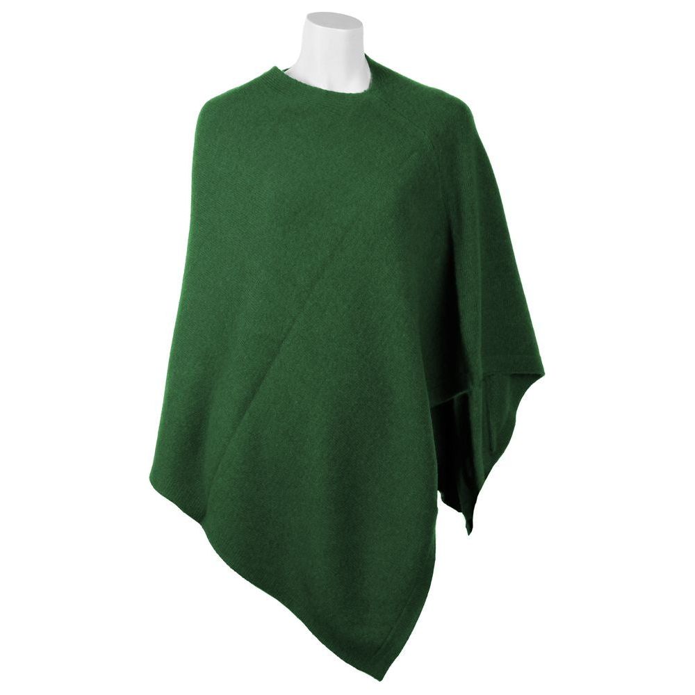 Emilio Romanelli Exquisite Cashmere V-Neck Poncho green-cashmere-jackets-coat