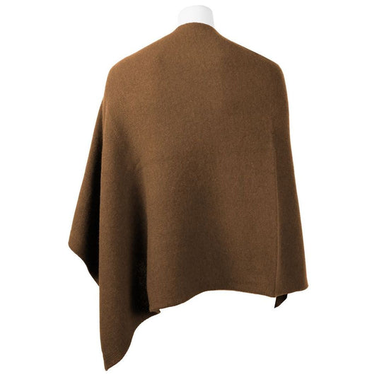 Emilio Romanelli Elegant Cashmere V-Neck Poncho brown-cashmere-jackets-coat