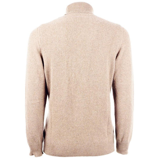 Emilio Romanelli Elegant Beige Cashmere Turtleneck Sweater beige-cashmere-sweater-1