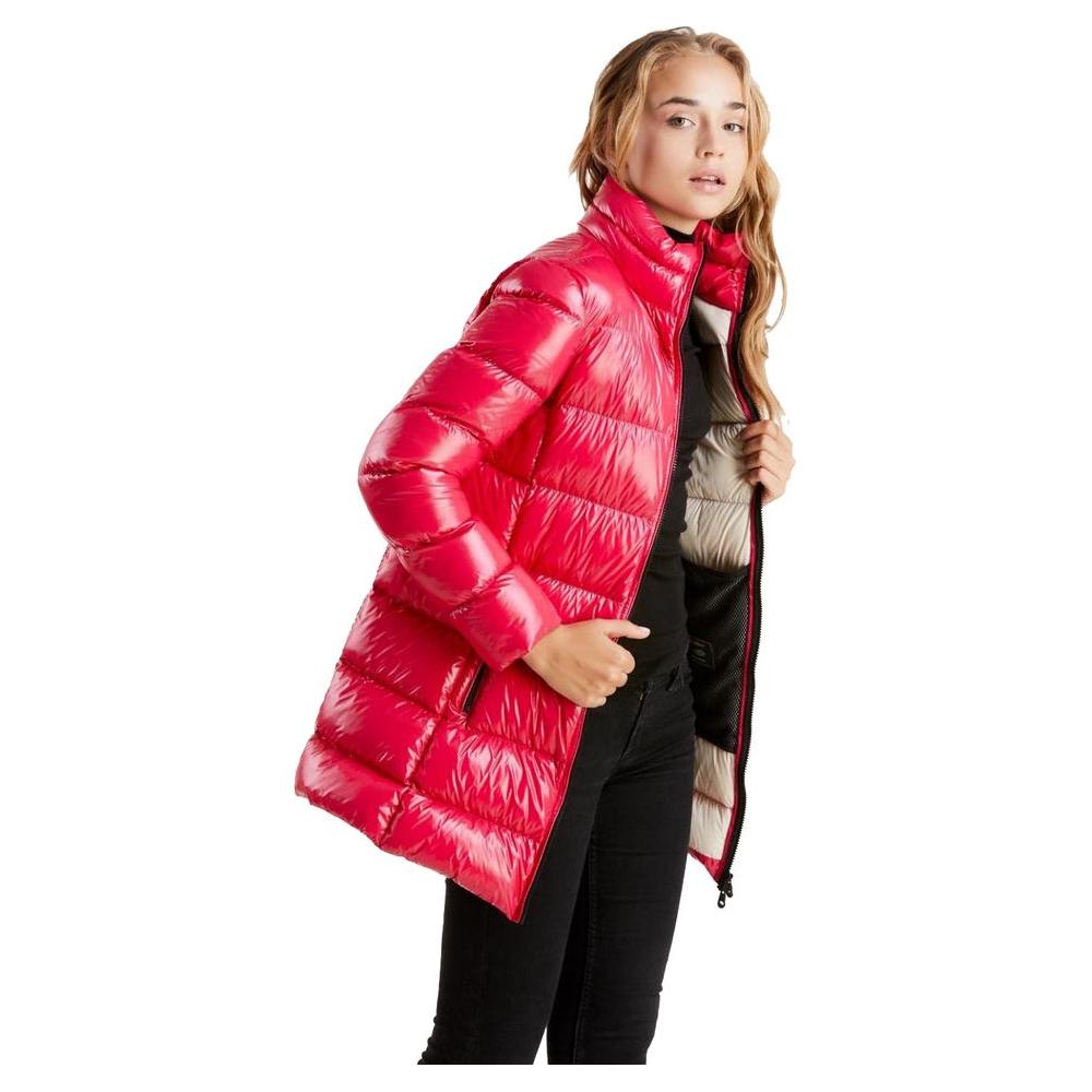 Refrigiwear Fuchsia Shimmer Long Down Jacket fuchsia-nylon-jackets-coat