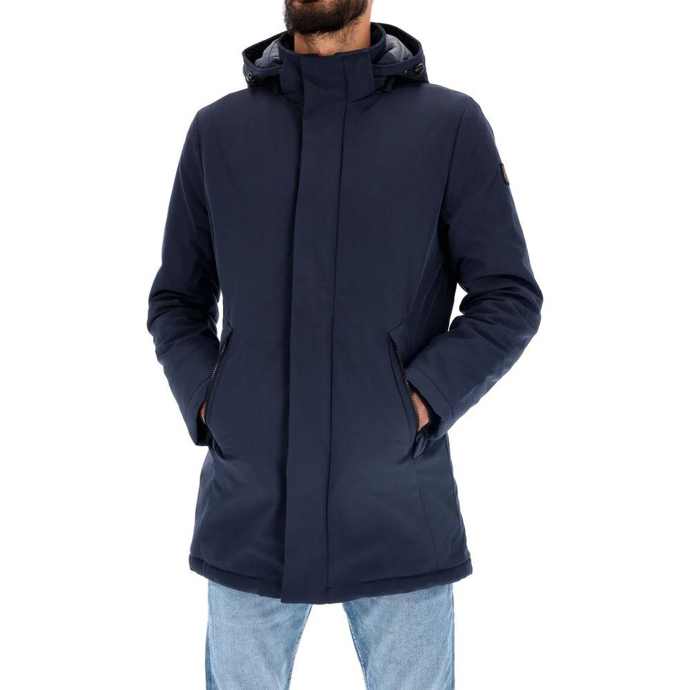 Chic Blue Padded Parka with Removable Hood