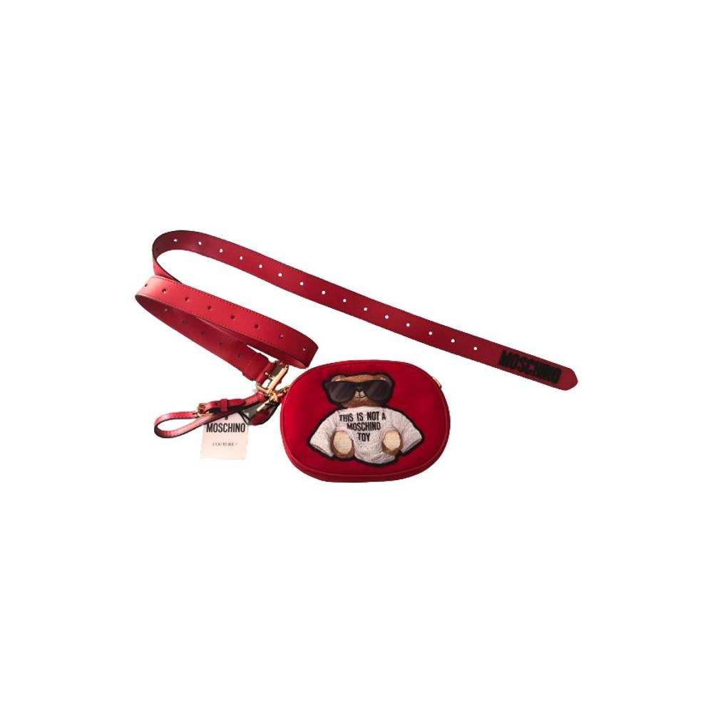 Moschino Couture Chic Embroidered Nylon Belt Bag in Pink red-nylon-belt-bag
