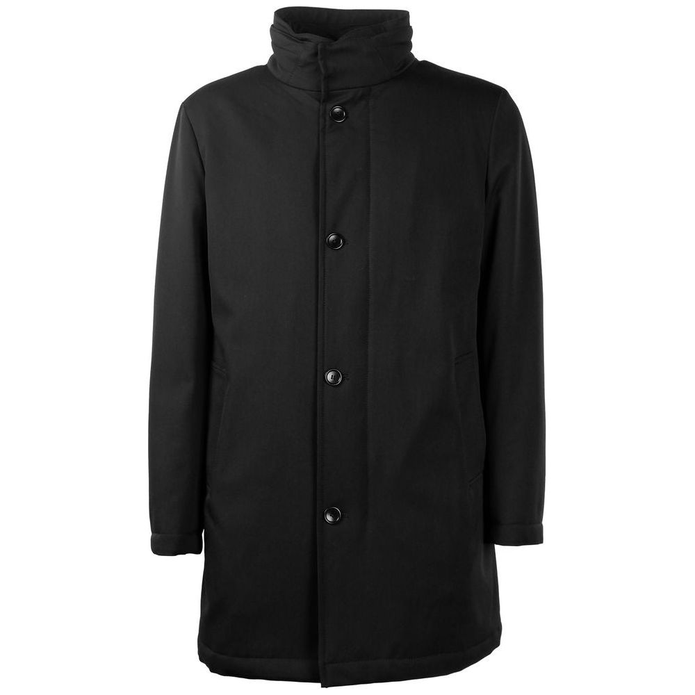 Made in Italy Elegant Virgin Wool Coat with Storm Protection black-wool-vergine-jacket-1