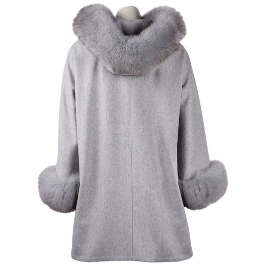 Made in Italy Elegant Wool Short Coat with Fur Accents gray-wool-vergine-jackets-coat-1