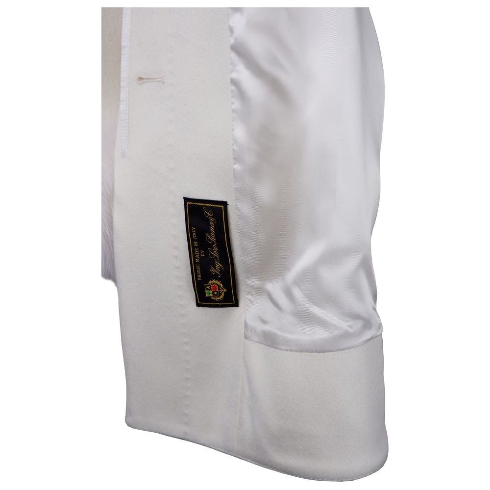 Made in Italy Elegant Virgin Wool Short Coat with Fur Trim white-wool-vergine-jackets-coat-3