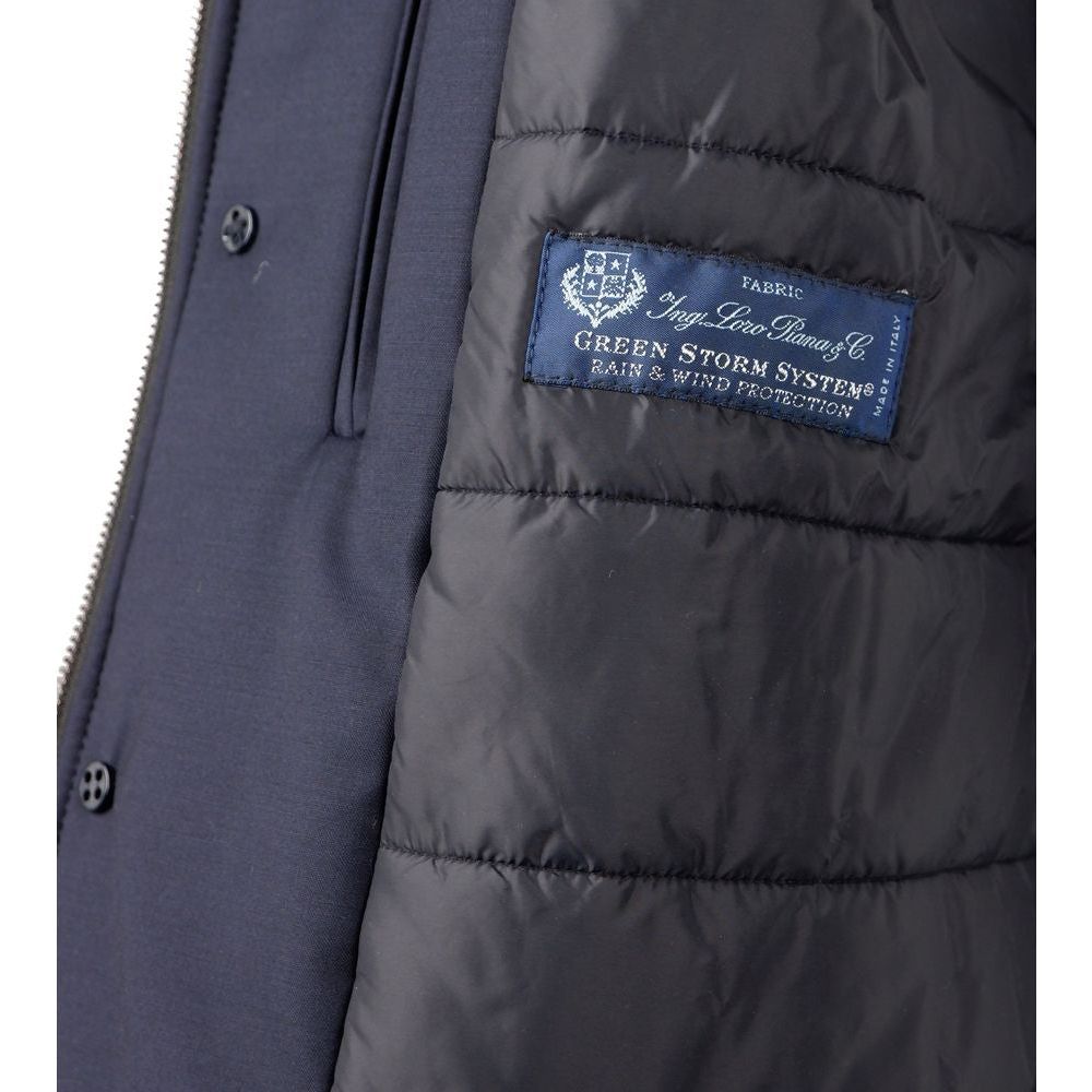 Made in Italy Elegant Virgin Wool Men's Down Jacket blue-wool-vergine-jacket-2