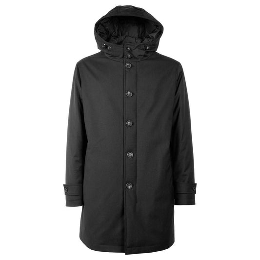 Made in Italy Elegant Virgin Wool Men's Down Jacket black-wool-vergine-jacket-2