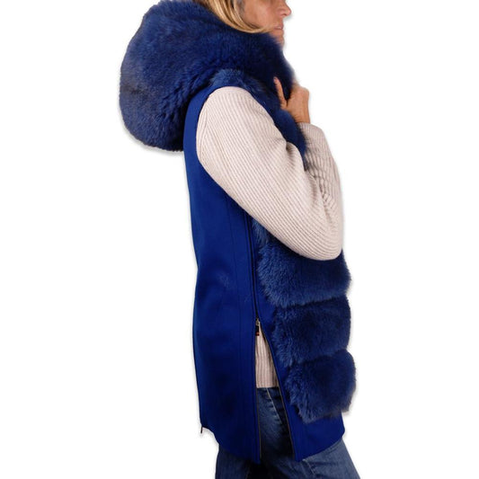 Made in ItalyElegant Sleeveless Wool Coat with Fox Fur TrimMcRichard Designer Brands£2069.00