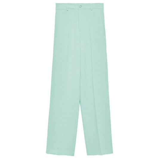 Chic Crepe Straight Trousers in Lush Green