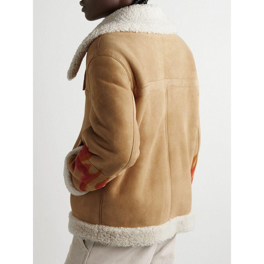 Palm Angels Flame Accented Suede Shearling Jacket flame-accented-suede-shearling-jacket