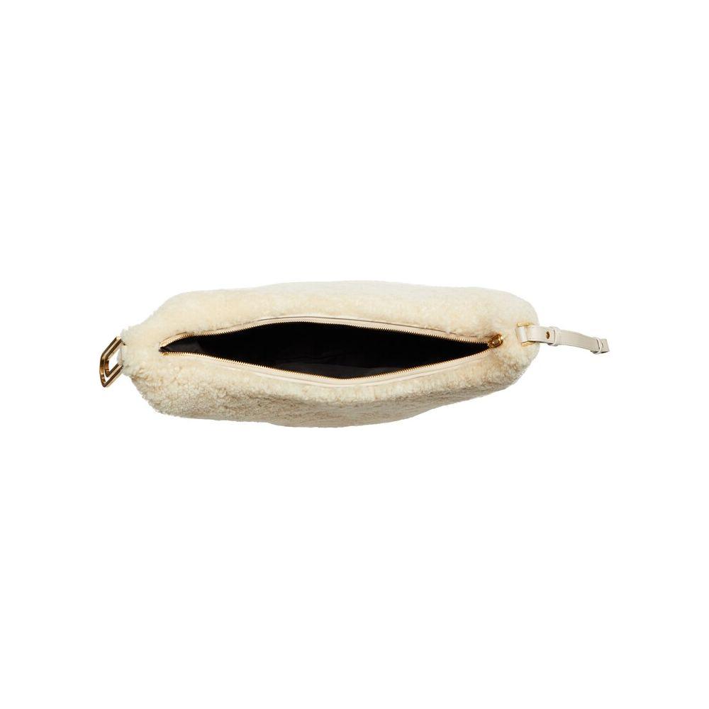 Off-White Cream Shearling Wool Chic Shoulder Bag cream-shearling-wool-chic-shoulder-bag
