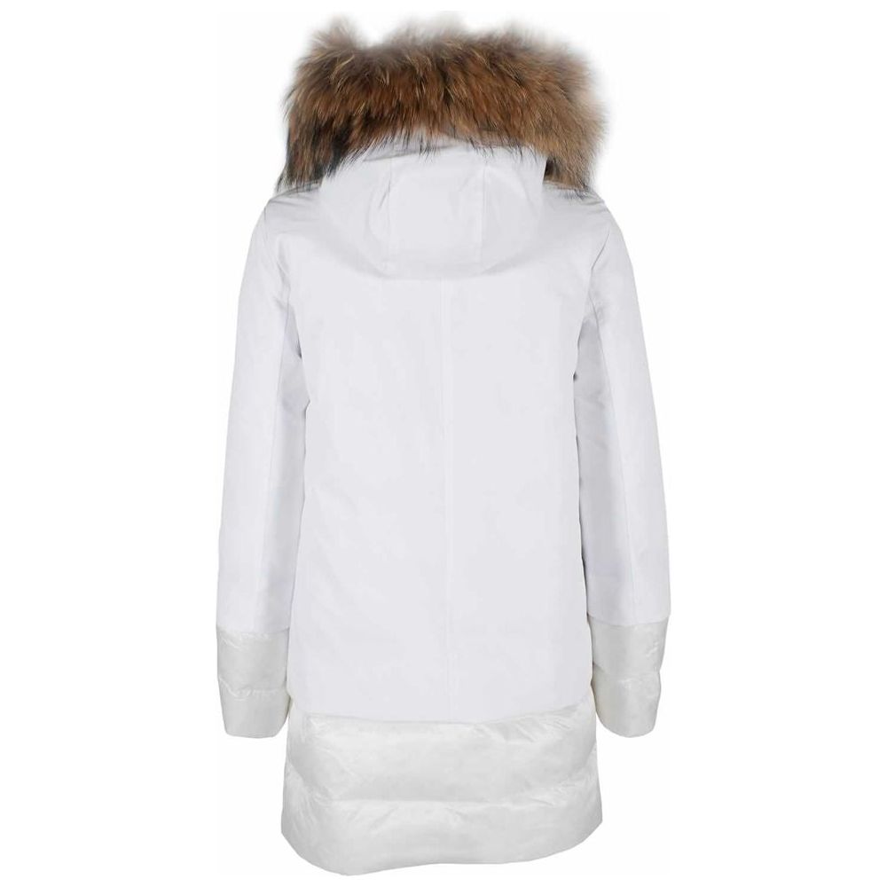 Chic Quilted Nylon Down Jacket with Fur Hood