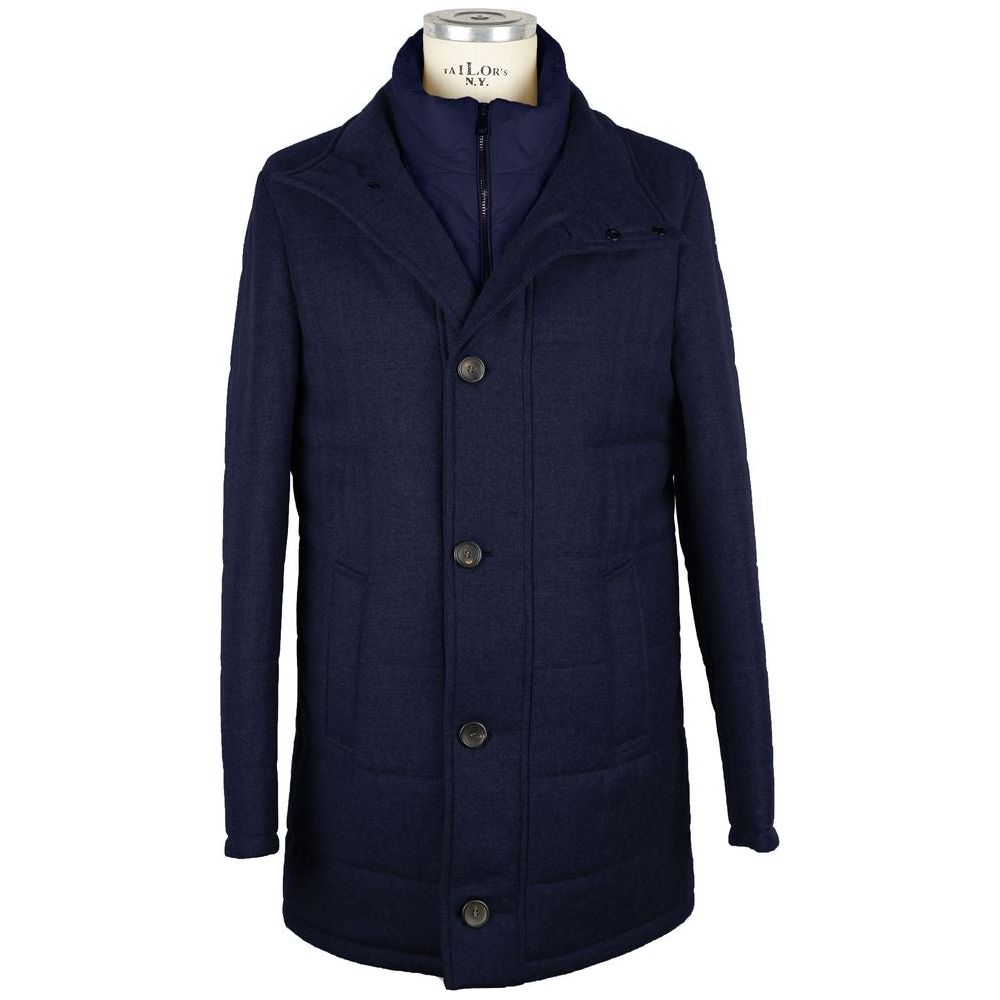 Made in Italy Elegant Wool-Cashmere Dark Blue Coat Jacket blue-wool-jacket-7