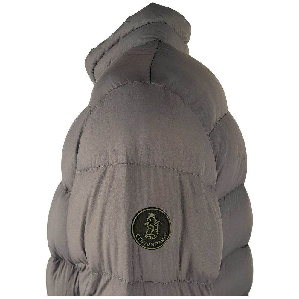 Centogrammi Sleek Garment-Dyed Down Jacket gray-nylon-jacket
