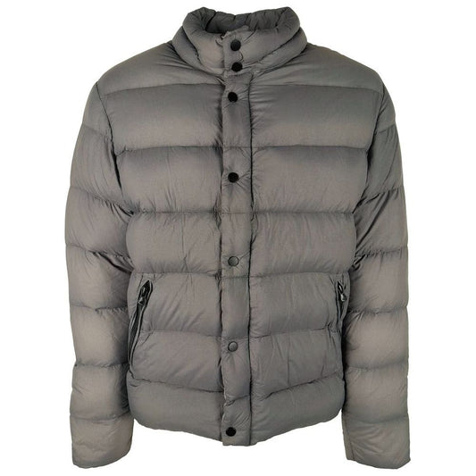 Centogrammi Sleek Garment-Dyed Down Jacket gray-nylon-jacket