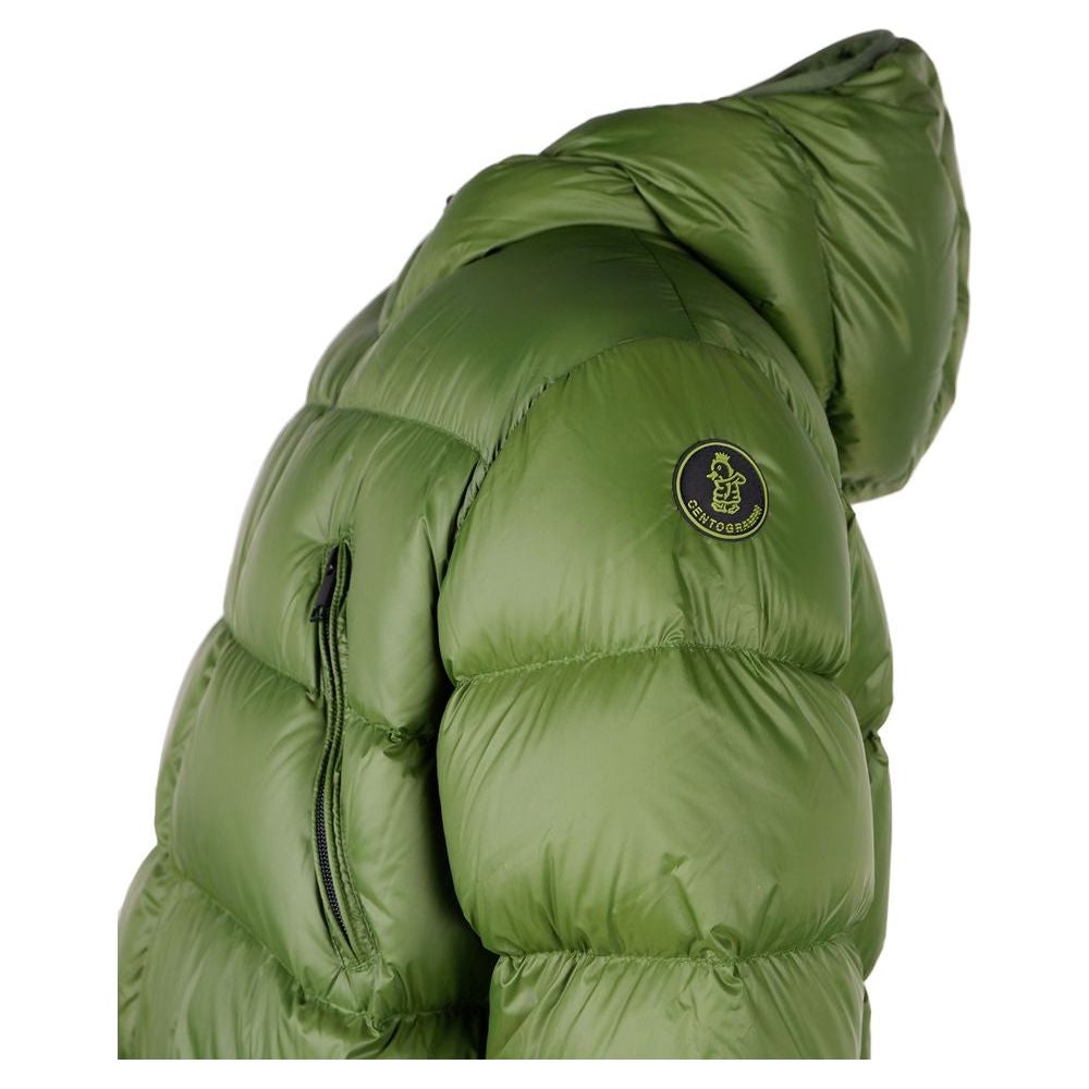 Centogrammi Elegant Long Nylon Down Jacket green-nylon-jacket-6