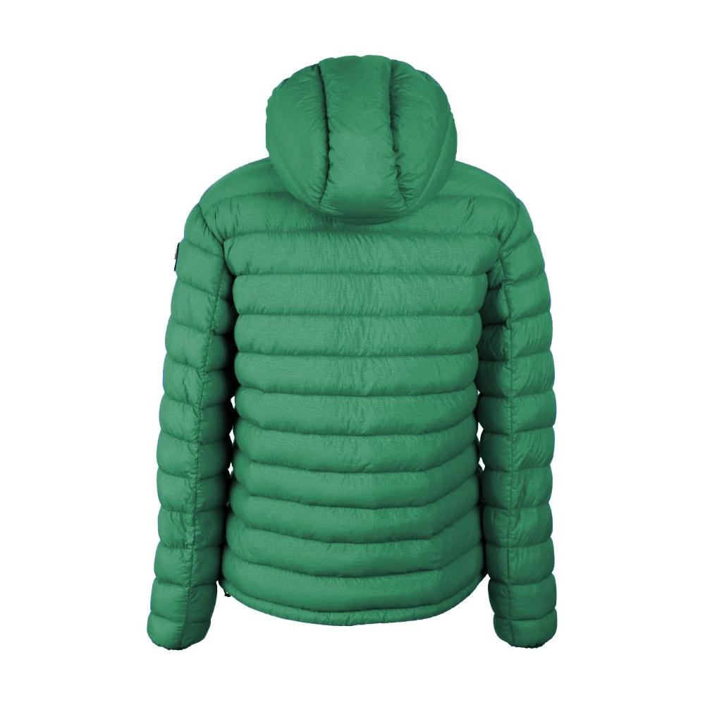 Chic Hooded Down Nylon Jacket in Lush Green