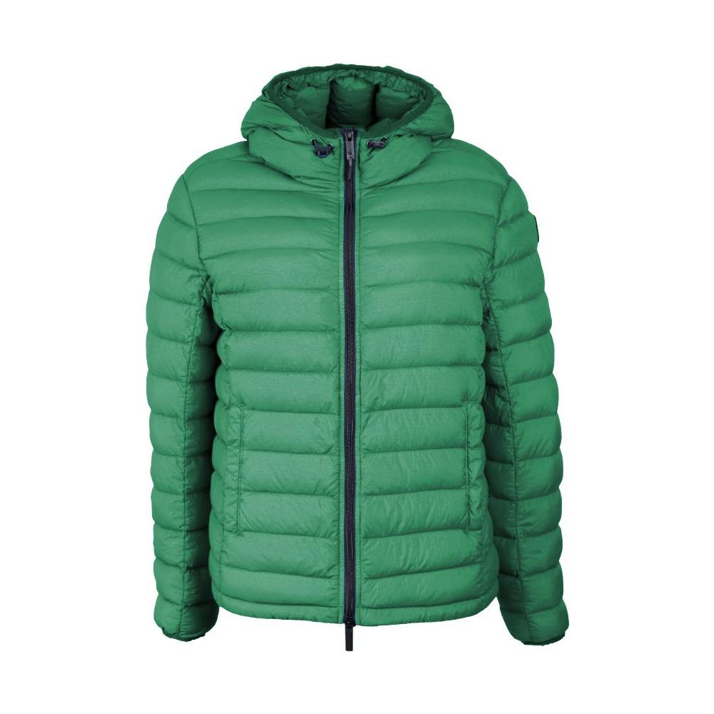 Centogrammi Chic Hooded Down Nylon Jacket in Lush Green green-nylon-jackets-coat-1