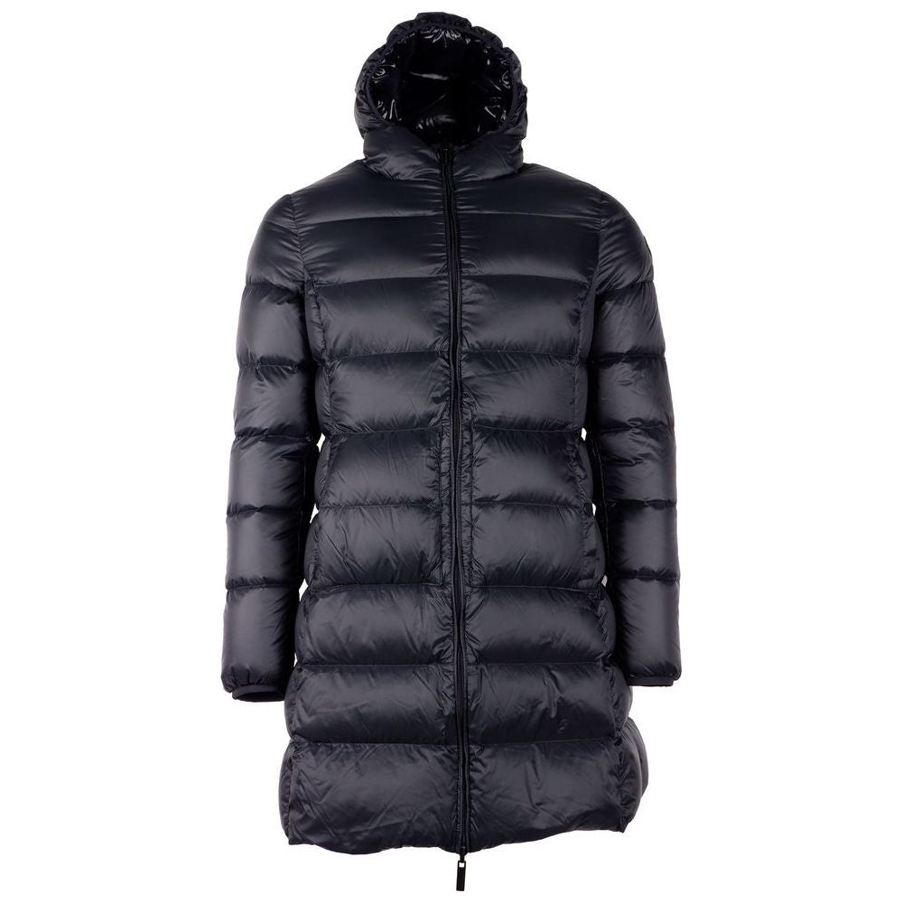 Centogrammi Reversible Long Down Jacket in Sleek Black black-nylon-jackets-coat-8