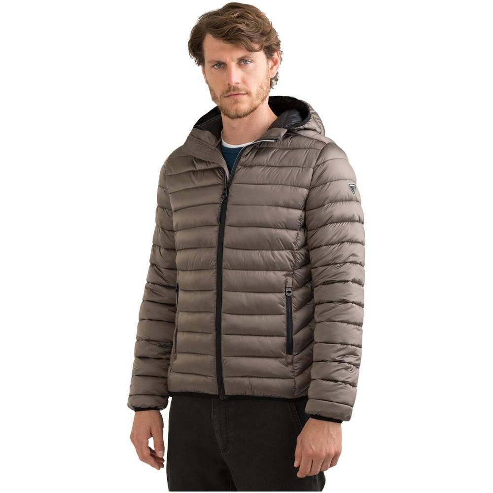 Fred Mello Sleek Gray Padded Jacket with Hood sleek-gray-padded-jacket-with-hood