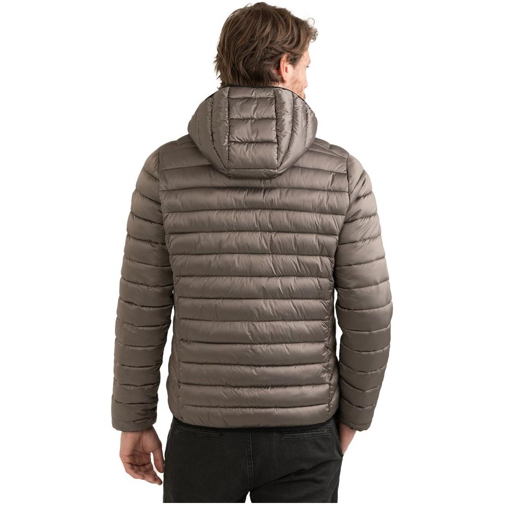 Sleek Gray Padded Jacket with Hood