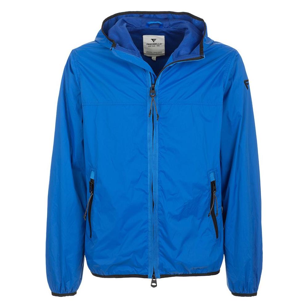 Fred Mello Sleek Light Blue Technical Jacket sleek-light-blue-technical-jacket