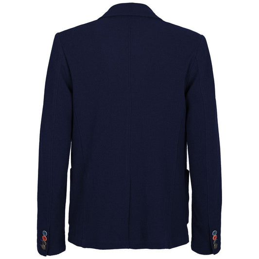 Fred Mello Chic Blue Cotton Blend Jacket for Men chic-blue-cotton-blend-jacket-for-men