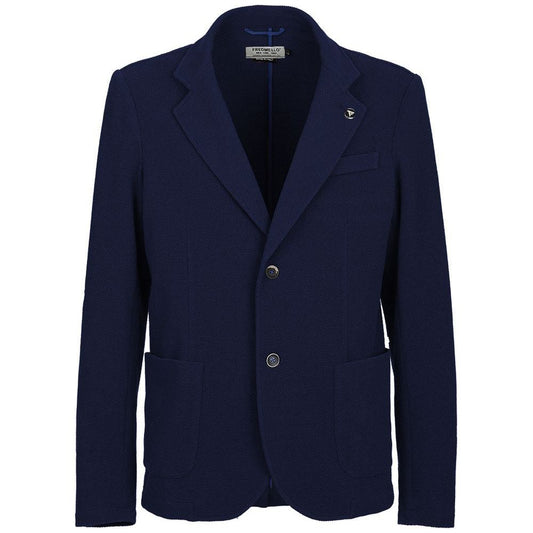 Fred Mello Chic Blue Cotton Blend Jacket for Men chic-blue-cotton-blend-jacket-for-men