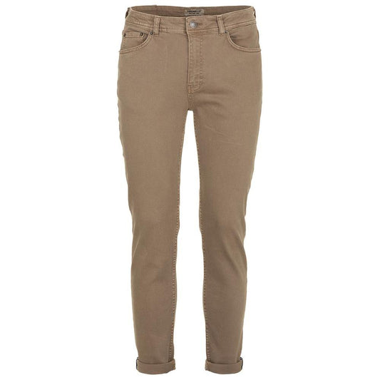 Elegant Brown Cotton Denim Trousers