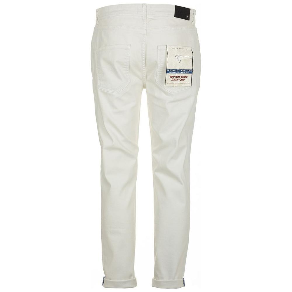 Fred Mello Elegant White Denim Trousers for Men elegant-white-denim-trousers-for-men