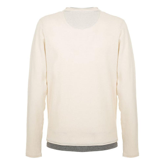 Fred Mello Chic Beige Long Sleeve Cotton Blend Sweater chic-beige-long-sleeve-cotton-blend-sweater