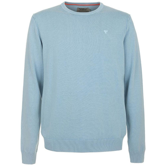 Fred Mello | Chic Light Blue Cotton Crew Neck Sweater| McRichard Designer Brands   