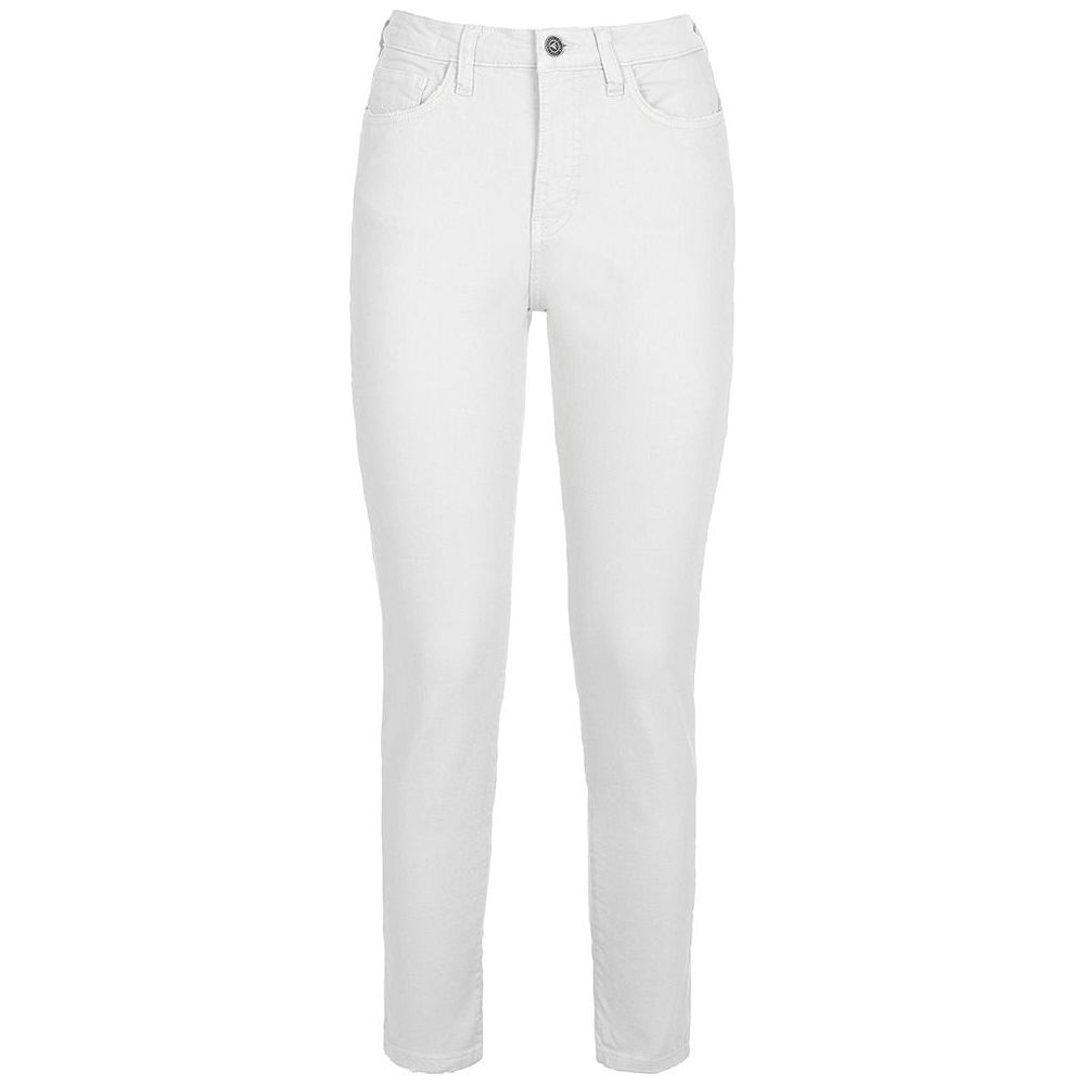 Chic White Cotton Blend Trousers for Women