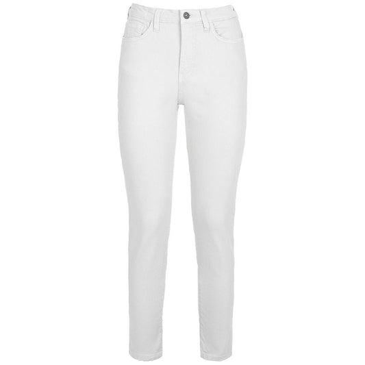 Chic White Cotton Blend Trousers for Women