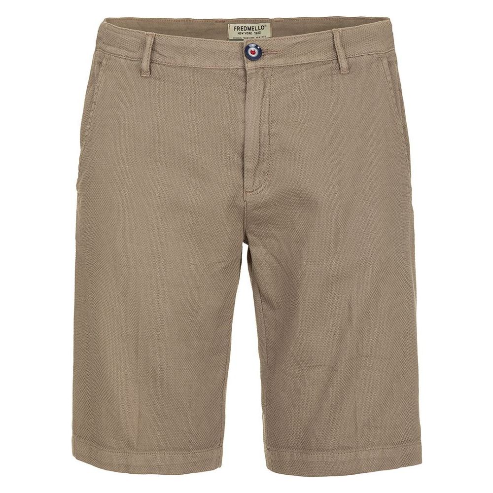 Fred Mello Summertime Sophistication Beige Cotton Shorts beige-cotton-short-1